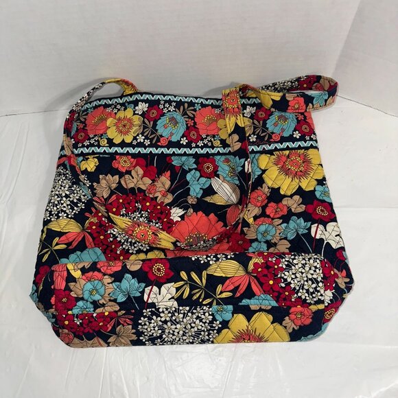 Vera Bradley Large Happy Snails Floral Tote Bag With Dual Handles - Picture 2 of 3